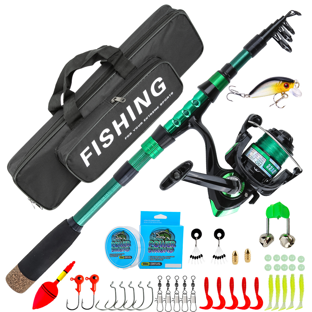Fishing Rod Case - 1.8 Meters Green Carbon Fiber Telescopic