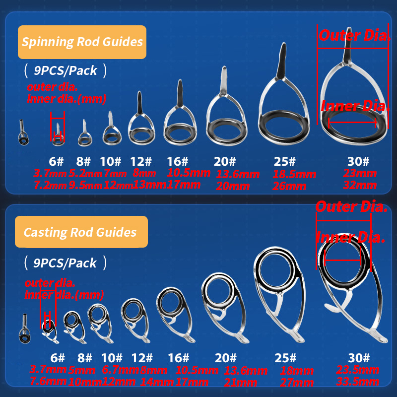 9Pcs Fishing Rod Guides Ring R - Fishing Rod Repair Kit ulasan dan harga